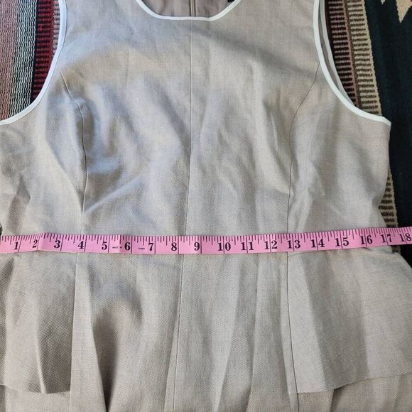 NWT J. Crew Peplum Stretch Linen Blend Sheath Dress Sz 14 Flax Oatmeal Office - Picture 10 of 12